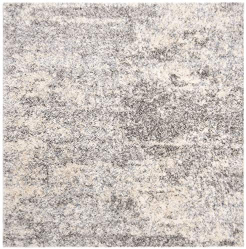 SAFAVIEH Zottelig Teppich für Wohnzimmer, Esszimmer, Schlafzimmer - Berber Shag Collection, Kurzer Flor, Grau, 91 X 91 cm