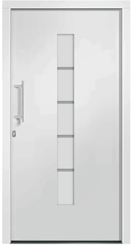 vidaXL Eingangstür Haustür Wohnungstür Nebeneingangstür Außentür Tür Kellertür Mehrzwecktür Schlüsselsatz Alu Aluminium PVC Weiß 100x210cm