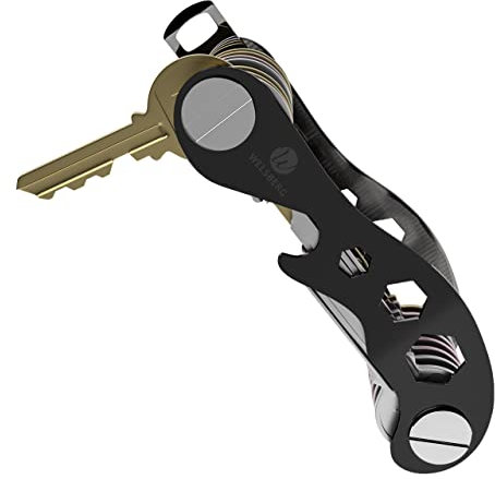 welsberg Llavero organizador de llaves, llavero compacto, llavero plegable inteligente y ligero con abrebotellas soporte para teléfono (hasta 12 llaves, negro)