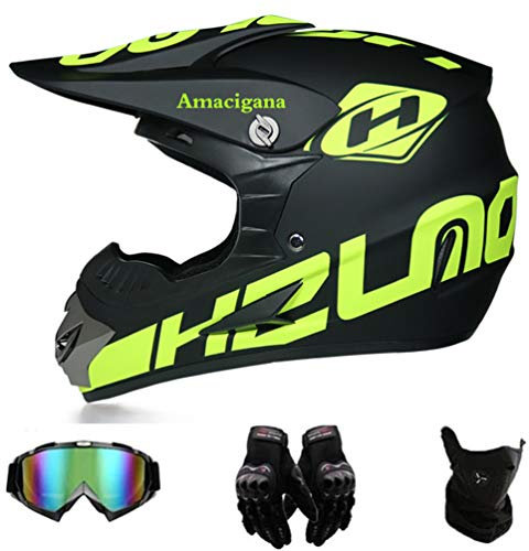 Amacigana® Motocross Helme Downhill Helme Motorrad Crosshelme & Endurohelme Jugend Kinder Offroad Helm Motocross Gear Combo Mask Brillenhandschuhe (Style #01, M)