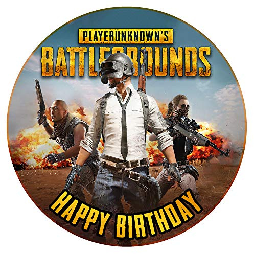 Tortenaufleger Geburtstag - Tortendeko PUBG PlayerUnknown's Battlegrounds - Geburtstagskuchen Deko aus Fondant - Rund 20 cm - Esspapier Tortendeko - Tortenaufleger Gamer Motiv - Cake Decoration