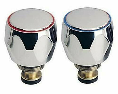 Schläfer 4502816 | Pomolo, Manopola per Gruppo Rubinetto Lavello, Kit Ricambio Rubinetto Bagno e Cucina Universale, Coppia Maniglia in metallo CALDO e FREDDO con Vitoni Meccanici 1/2 G - diam 20mm