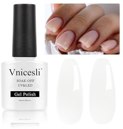 Vnicesli UV Nagellack Milchig Weiß, 10ml Gel Nagellack UV Milchig Weiss UV LED Soak Off Shellac Manicure Gel Lacquer Varnish