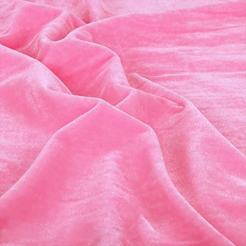 Yimihua Tissu Velours pour Couture Ameublement matière Extensible Velours écrasé en Tissu Matériel Rideaux Coussin Robe Coudre Vestes 100cm x 160cm(Color:Rose)