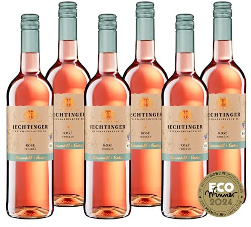 Jechtinger Rosé QbA trocken - ECO Winner 2024 - Bio Rosé-Wein trocken, fruchtig frisch im Geschmack - Badischer Bio-Wein, Anbaugebiet Kaiserstuhl (6 x 0,75 l)
