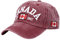 Foetest Verstellbare Kappe Baumwolle Hut Baseballkappe Kanada Kappe Hut Flagge Kappe Casual Kopfbedeckung Stickerei, weinrot, Einheitsgröße