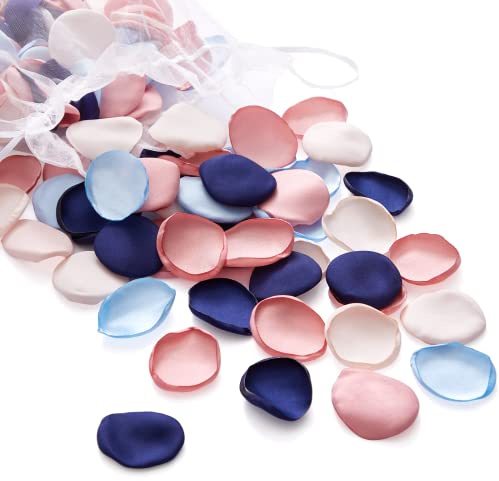 Serwalin Seide Rose Blütenblätter Blumenblätter für Hochzeiten Blütenblätter Blumenmädchen Blütenblätter für Hochzeit Gang Blumenmädchen Korb Läufer Braut Dusche (300, Blush Navy)