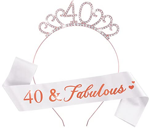 Abeillo 40 Geburtstag Schärpe und Tiara, 40. Geburtstag Schärpe Strass Krone für Frauen, 40 Geburtstag Deko Zum Geburtstag Partyzubehör