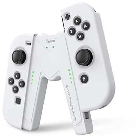 JINGDU Ladegriff für Switch NS/Switch OLED Joy Con,Griffhalterung Gaming Griffgriff Controller Für Nintend Switch Joy-Con,USB-C-V-förmiger Controller,White