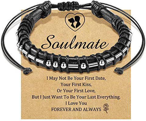 CheersLife Geschenke Für Männer, Morsecode Armband Seelenverwandten Armband Geschenke Für Ihn Ehemann Freund Jahrestag Geburtstag Valentinstag Geschenke Ich Liebe Dich Armbänder Für Ihn Männer