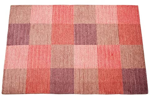 Rot Orange Teppich 127x184 cm Handgewebt 100% Wolle Orientteppich Lori Lr432