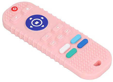 Jouets de dentition pour bébé, simulation en silicone doux bébé TV télécommande télécommande bébé jouet à mâcher pour tout-petits garçons filles(Rose)