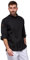 strongAnt Herren Kochjacke 3/4 Kurzarm mit Reißverschluss Stretch Professionelle Kochuniform - Schwarz, Größe: M