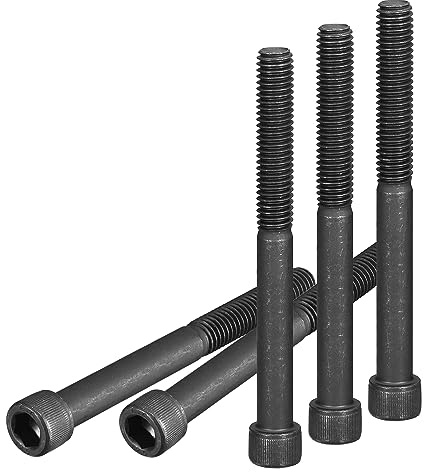 DTGN 3/8-16x4 Tornillo de Cabeza Hexagonal - 10 Unidades - para Sujetar Muebles - Tornillos de Cabeza Redonda de Acero al Carbono 12.9 con Cabeza Hexagonal - Negro