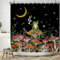 ASDCXZ Lustig Duschvorhang 180x180 cm, Lustig Frosch Rauchen Pilz Gold Mond Stern Schwarz Bad Waschbar Duschvorhänge Polyester Textil Wasserdicht Badevorhang für Badewanne mit 12 Haken