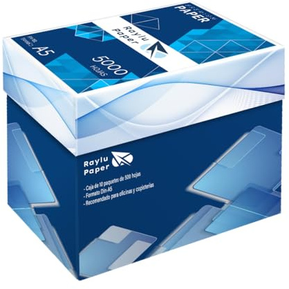 RAYLU PAPER - A5 80g 5000 Blatt Premium Mehrzweckpapier für Laserdrucker, Inkjet und Kopierer, für Büro und Zuhause
