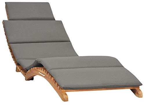 LAPOOH Klappbare Sonnenliege mit Dunkelgrauer Auflage Massivholz Teak, Gartenliege, Liegestuhl, Sonnenstuhl, Sonneninsel Outdoor, Liegen, Gartenmöbel, Bäderliege, Relaxliege - 310668