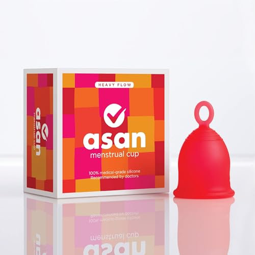 Asan Menstrual Cup - Heavy Flow (2 Pack) | Easy Insertion & Removal with Special Ring Design | 12 Hour Leakproof Protection & Reusable | Medical Grade Silicone I Eco-Friendly Period Products & Pouch