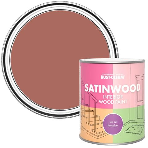 Rust-Oleum Red Satinwood Interior Wood Paint - Salmon 750ml
