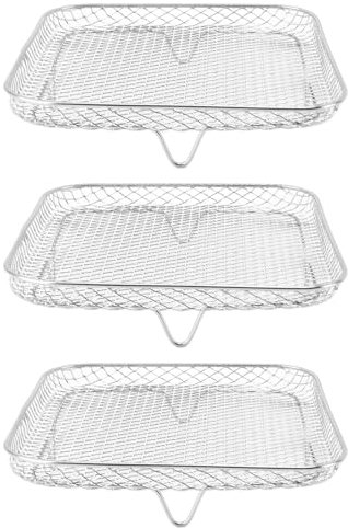 Cesta de Freidora de Aire para Horno, 3 Piezas de Cesta de Parrilla de Acero Inoxidable para Cosori, Juego de Cesta de Malla Antiadherente de 8 Pulgadas, Bandeja de Freidora de