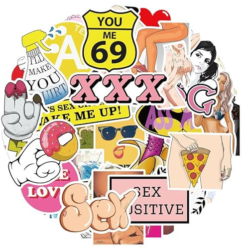 lustiges Sex & Erotik Sticker Set für Erwachsene Jugendliche - 48 Stück - Sexy Anime Hentai Manga Girls Vinyl Aufkleber Konvolut zur Deko von Laptop Koffer Notizbuch Kühlschrank (B)