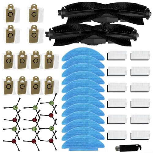 Kit de piezas de repuesto para aspiradora robótica para Q6 SE, 2 cepillos de rodillo, 12 cepillos laterales, 12 bolsas de polvo, 12 filtros, 12 trapos, 1 cepillo pequeño