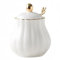 Dowbom Sucrier avec couvercle et cuillère, pot à sucre en porcelaine de couleur unie, pot à sel, pour café, restaurant, blanc A, 300 ml
