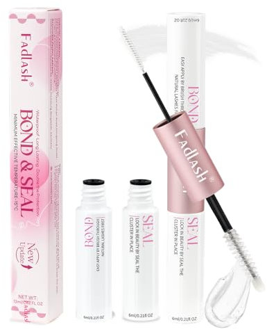 FADLASH Bond and Seal Wimpernkleber 2 in 1 für Selbstgemachte Cluster-Wimpern, Superstarker Halt, 72 Stunden Cluster-Wimpernkleber, Latexfrei, Geeignet für Empfindliche Augen (6ml+6ml)