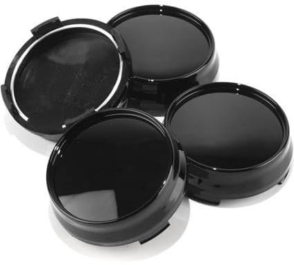 RhinoTuning 4 Stück Satz Nabendeckel OD 66.8mm ID 64.5mm Radnabenkappen H 22mm Radkappe (glänzendes Schwarz)