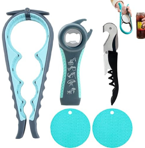5 Pezzi Apriscatole Professionale Multifunzione 5 in 1 Apribarattoli Manuale Apribarattoli Apribottiglie a Mano Multifunzione per Ristorante Anziani, Bambini, Artrite Malati