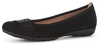 Gabor Damen Klassische Ballerinas, Frauen Flats,Ballett-Schuhe,Ballet-Flats,Ausgehschuhe,Abendschuhe,Slip-ons,Ballerinen,schwarz,43 EU / 9 UK
