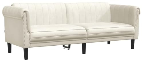vidaXL Sofa 3-Sitzer Creme Samt