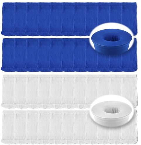 NQEUEPN 40uds Calcetines de Filtro para Skimmer de Piscina, Estirable Calcetines de Skimmer para Piscina Hojas Impurezas Arena Fina Desechos y Otros Artículos Diversos (Blanco, Azul Oscuro)