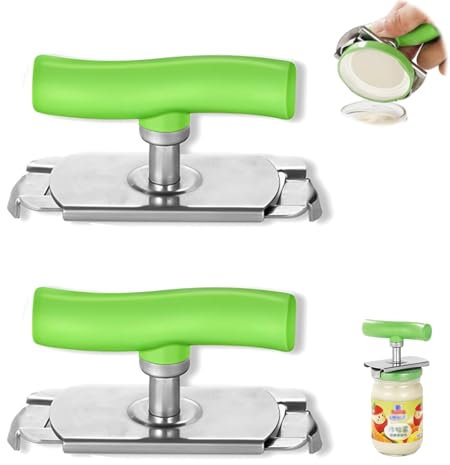 2 Pcs abridor de tapas para ahorrar trabajo, abridor de tapas giratorio,Abridor de Tarros para Artritis,abrelatas multifuncional para Personas Mayores,para familia, picnic, tienda