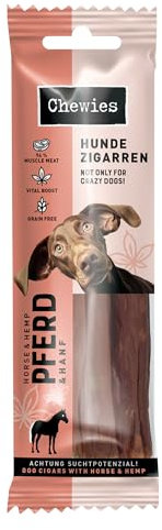 Chewies Hundezigarre Pferd mit Hanf - Protein Kaustangen für Ihren Hund getreidefrei & zuckerfreie Hunde-Leckerli auch für Welpen & Senior Hunde geeignet, 10er Pack (je 75g)