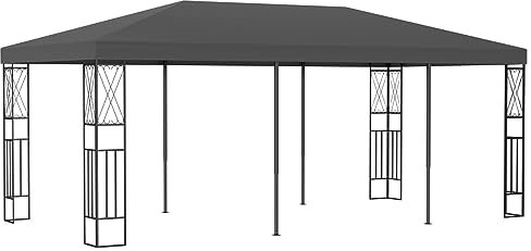 Iiaky Gazebo 3x6 m Antracite in Tessuto,Gazebo Pergola Con Telo Impermeabile Richiudibile E Struttura Rettangolare In Acciaio Inossidabile Ad Alta Densità,Per Arredo Giardino,Terrazzo e Attività Comme