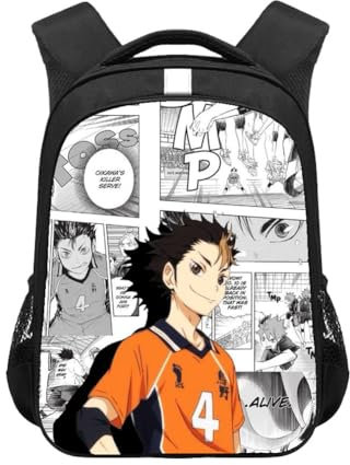 Haikyuu Rucksack Anime Hinata Shoyo Tobio Kageyama Schultasche 3D Gedruckt Leinwand Rucksack Laptoptasche Büchertasche für Jungen und Mädchen Student Geschenke, Yu Nishinoya, 44*30.5*16CM