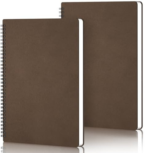 Yarotm Dotted Notizbuch A4-2 Pack Spiralblock Notebook A4-100GSM Gepunktet 5mm Papier Notizblock - 21x29.2cm Spiralbindung Notizheft A4-60 Blatt Kaffeebraun Notizbücher Tagebuch
