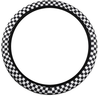 Steering Wheel Covers Universal Car Steering Wheel Covers Black and White Checkered Steering Wheel Cover Anti-Slip 14.5-15 Inch Car Wheel cover for Men Women Fit Sedans Suvs Cars Trucks