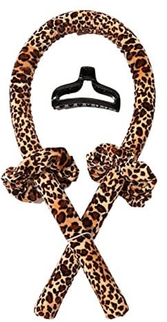 Heatless Curling Rod Headband Foam Iron Curler Ribbon Set, Silk Hair Rollers for Long Hair, No Heat Soft Curls, Portable DIY Tools for Women, Girls - Great - Leopard Print