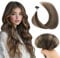 Yuniffe U Tip Hair Extensions Real Human Hair Extensions U Tip Hot Fusion Hair Extensions Remy Straight Nail Tip Keratin Real Hair Extensions Chocolate Brown to Caramel Blonde 18 inch 50g/50s