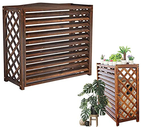 FGDIUCVN Außenabdeckung aus Holz für Klimaanlagen, Allwetter-Sichtschutzzaun, Lamellenrahmen zum Verbergen von Außeneinheiten von Klimaanlagen, wasserdicht (Größe: 110 x 51 x 85 cm)