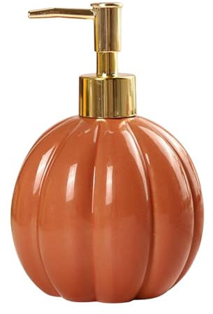 Fenteer Halloween-Kürbis-Seifenspender, Herbst-Handseifenspender, nachfüllbar, Neuheit, praktischer Dekor-Lotionsspender für Restaurant, Orange Gold