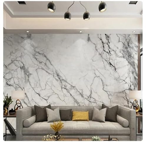 DURNYDJZIOA Moderne europäische Imitation grauweiße Marmorstrukturtapete für Wohnzimmer, TV-Hintergrund, Küchenwanddekoration * 350 cm x 256 cm (137,8 x 100,8 Zoll)