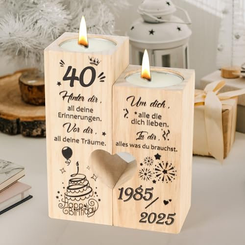 Seutgjie Deko 40 Geburtstag Frau Geschenk Kerzenständer 1985 bis 2025 für Mama Schwester Freundin Coole Geschenkideen