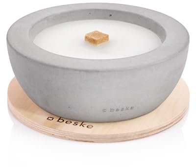 Betonfeuer® - Das Original der Beske-Manufaktur | Modell 'Savo' | Ø25cm mit Dauerdocht | Wiederbefüllbare Fackel | Unendliche Brenndauer | Recycling von Kerzenwach (Inkl. Nachfüllwachs)