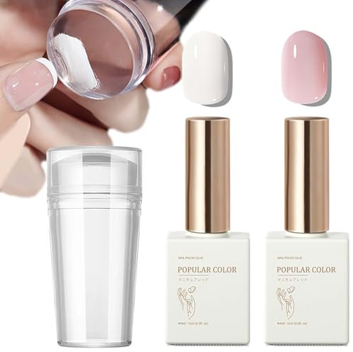 Get Perfect French Nails with Pink & White Gel Polish and Nail Art Tools - French Manicure Kit for UV/LED Lamp Includes Stamper, Nude White Jelly Polish, and Accessories Set for Women