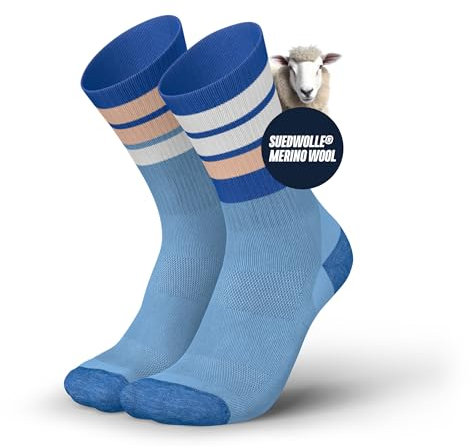 INCYLENCE MERINO Laufsocken und Wandersocken für Damen und Herren, 1 Paar (DE/NL/SE/PL, Numerisch, 35, 38, Regular, Regular, Strive Blue Light Pink)