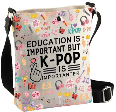 BDPWSS k-pop Merchandise Korean Drama Lover Gift Education Is Important But K-pop Is Importanter Crossbody Bag For Kpop Fans, Important Kpop Cbag