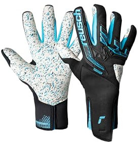 Reusch Attrakt Freegel Fusion Strapless griffige Torwarthandschuhe Herren und Frauen FuÃŸballhandschuhe für Erwachsene geeignet für alle Wetterbedingungen und Spielfeldoberflächen, schwarz-blau, 9